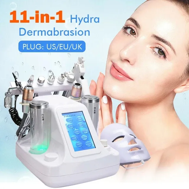 11 em 1 Oxygen Jet Peel Hydro Microdermoabrasão Máquina H2O2 Bolha Pequena Bolha UltraSônica Bio Frequência Frequência Frequência LED Facial Máscara