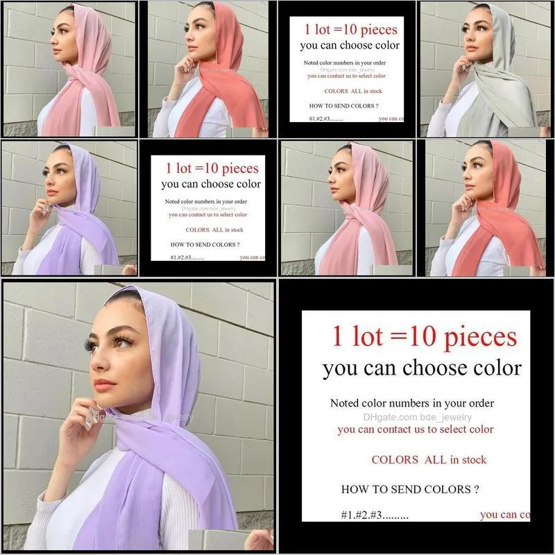 10pc/lot chiffon crinkled hijab plain satin shawl muna ombra hijabs for women crepe long shawls scarves