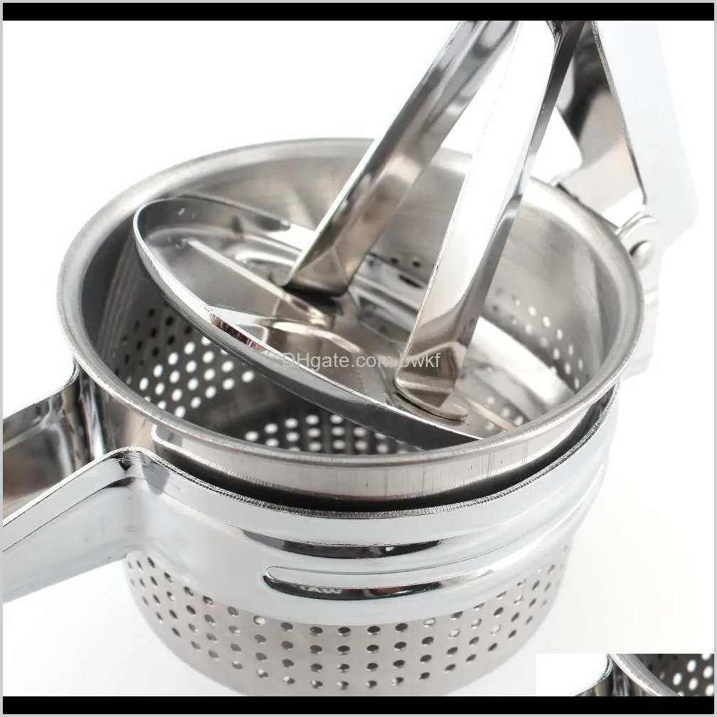  new stainless steel potato masher ricer puree fruit vegetable juicer crusher press squeezer maker kitchen tool 201201