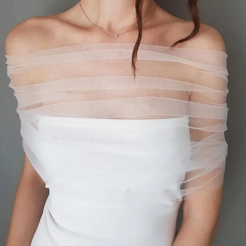 Tulle off the shoulder wrap hotsell