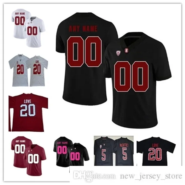 Custom Stanford Cardinal College Football Wear N'importe quel nom Numéro Noir Rouge Blanc 20 Bryce Love 15 Davis Mills 5 McCaffrey Ertz Elway 12 Luck Jersey