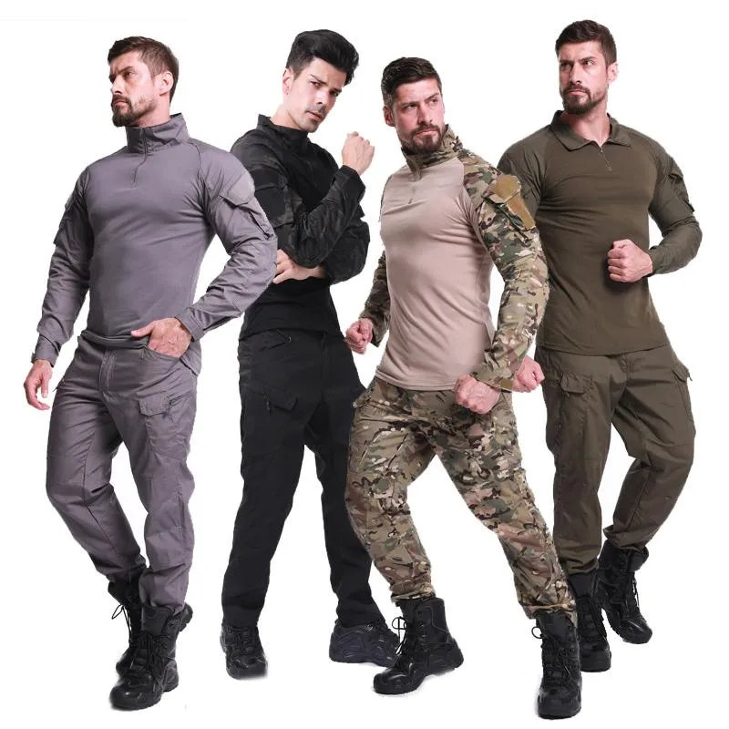 Outdoor Shirts Mens Hunting Paintball Uniform Army Military Combat Workout Tactical Clothing Camouflage Clothes Camping