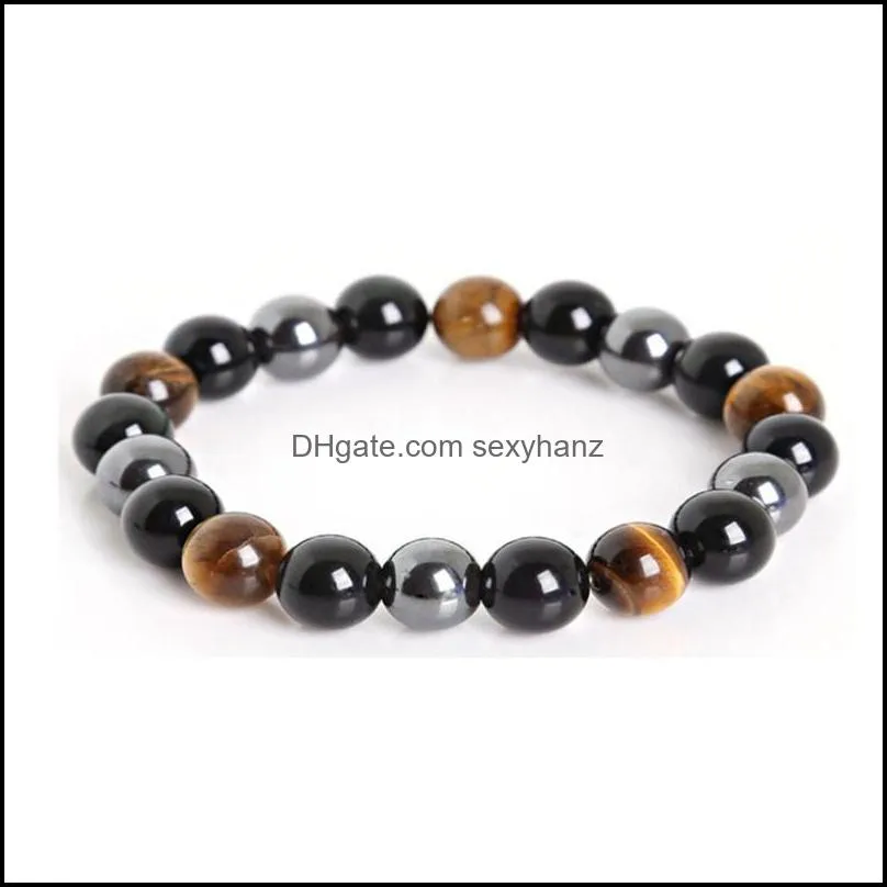 Beads Bracelets Tiger Eye Hematite & Black Obsidian Stone Bracelet Jewelry for women Gift Men Bracelet Y1755