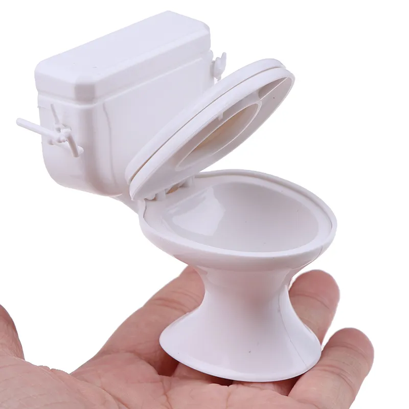 Porcelain Dollhouse Furniture Bathroom: Miniature Toy Toilet For