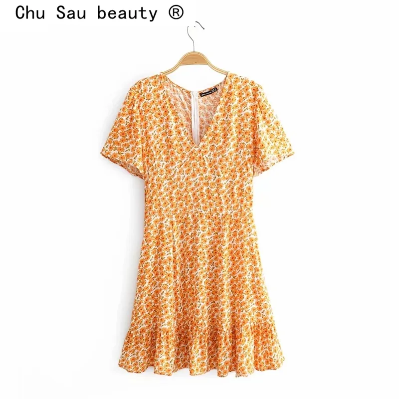 schoonheid mode strand stijl bloemen print midi jurk vrouwen boho vintage v-hals jurken vrouwelijke zomervakantie slijtage 210514