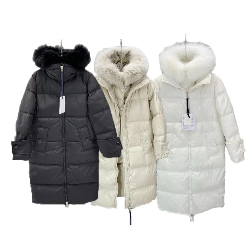 2021 New Womens Fur Down Chaqueta larga Parkas con abrigo de invierno con capucha de invierno