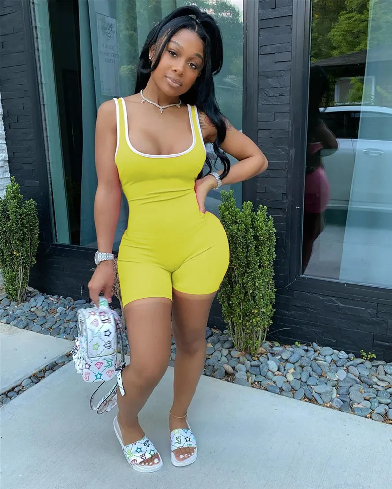Plus Size Womens Solid Color One Piece Workout Jumpsuit With Vests  Sleeveless Bodysuits For Casual Summer Wear In Blue, Black, And Yellow 3XL  From Sell_clothing, $14.68