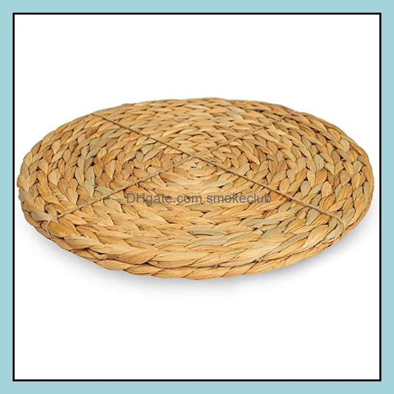 Mats & Pads 2 Pack Round Water Hyacinth Placemat,Quality Woven Wicker Table Place Mats,38cm