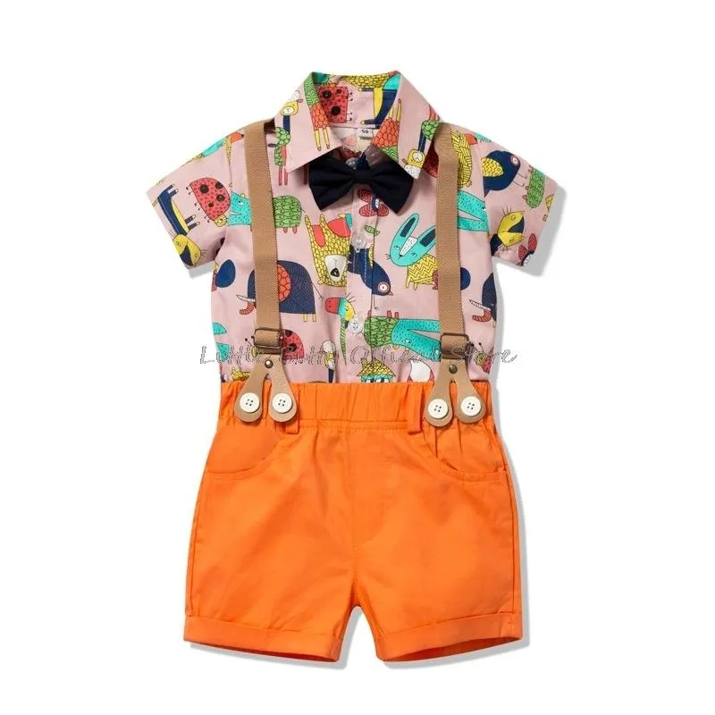 Clothing Sets 100 Cotton Animal Print Romper With Shorts 2pc Baby Girl Boys Clothes Outfits For Born Child