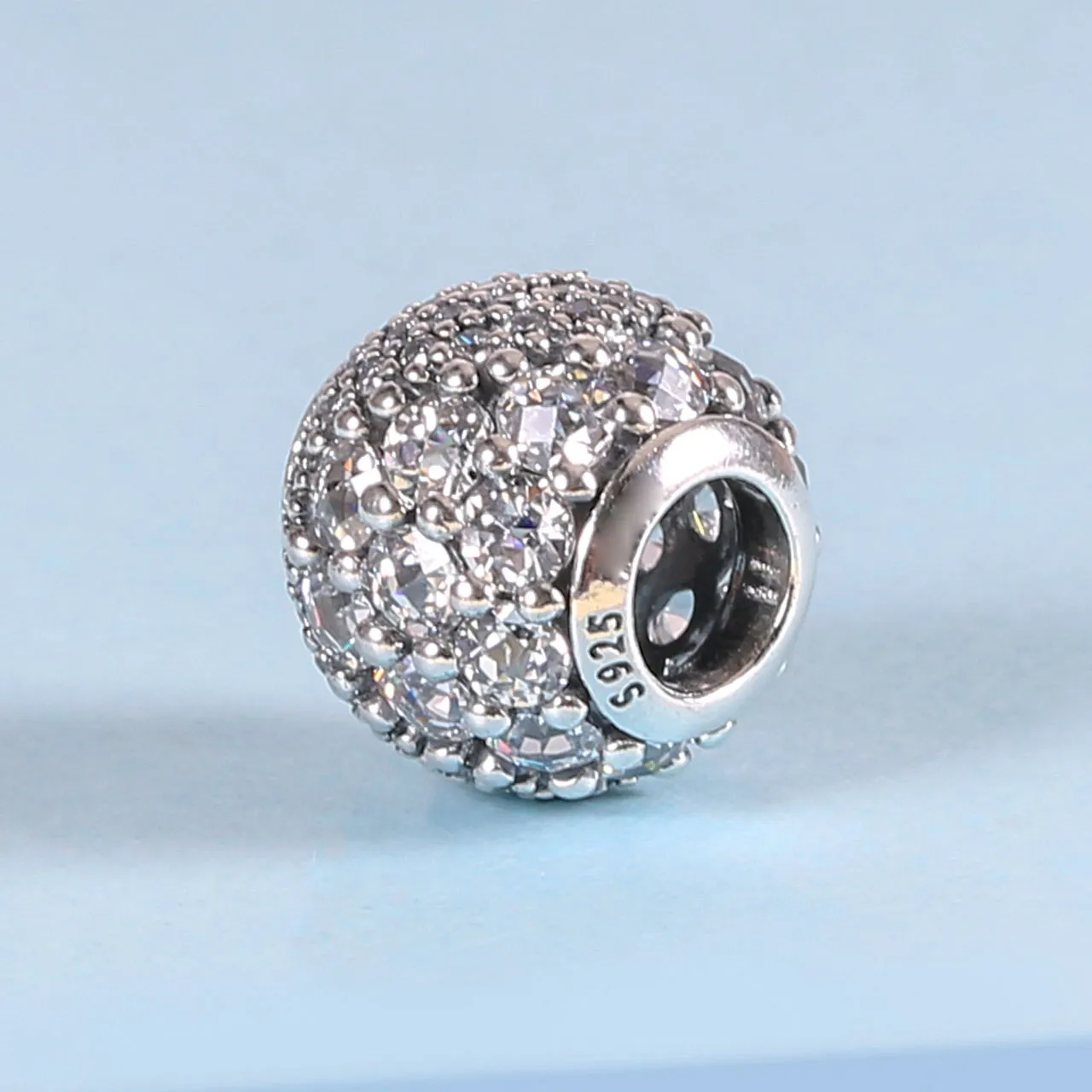 925 Sterling Silver White Zaczarowany Pave Charm Koralik pasuje do European Pandora Biżuteria urok Bransoletki