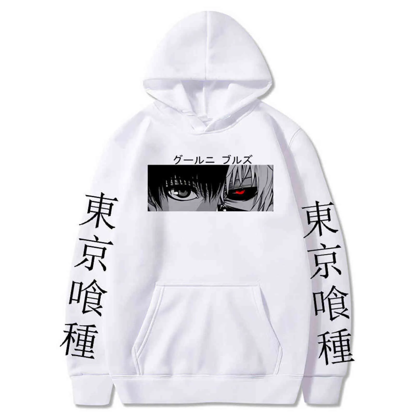 Токио Гул Аниме Kaneki KEN Cool Eyes Hoodie Мужчины Женщины Творческие Мода Повседневная Пуловер Спринг Улица Одежда Товеристых Товерей Y211122