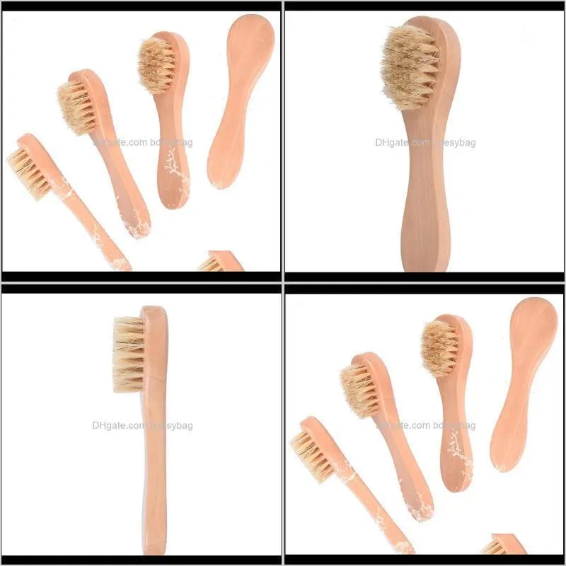 face cleansing brush for facial exfoliation natural bristles cleaning face brushes for dry brushing scrubbing with wooden handle