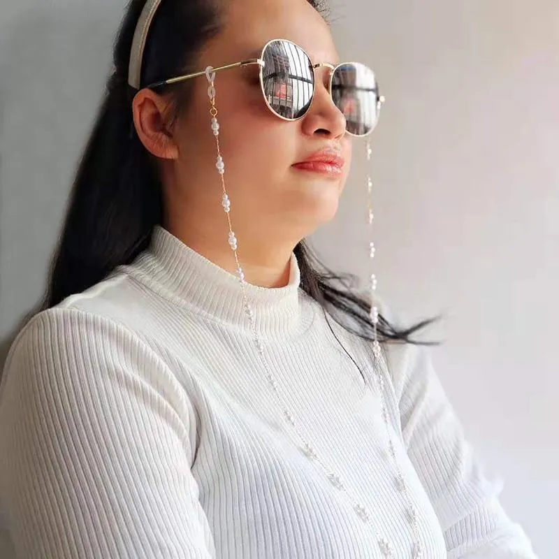 Solglasögon Ramar Kvinnors Glasögon Kedja Pärla Tillbehör Eyewear Retainer Mask Hängande Rope Halsband