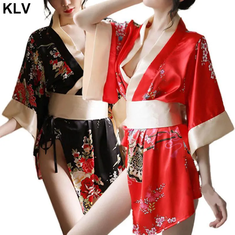 Bras Sets Women Sexy Lingerie Set Traditional Japanese Kimono Floral