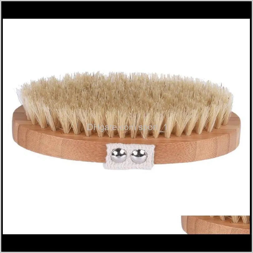 dry skin body soft natural bristle brush wooden bath shower bristle brush spa body brush without handle