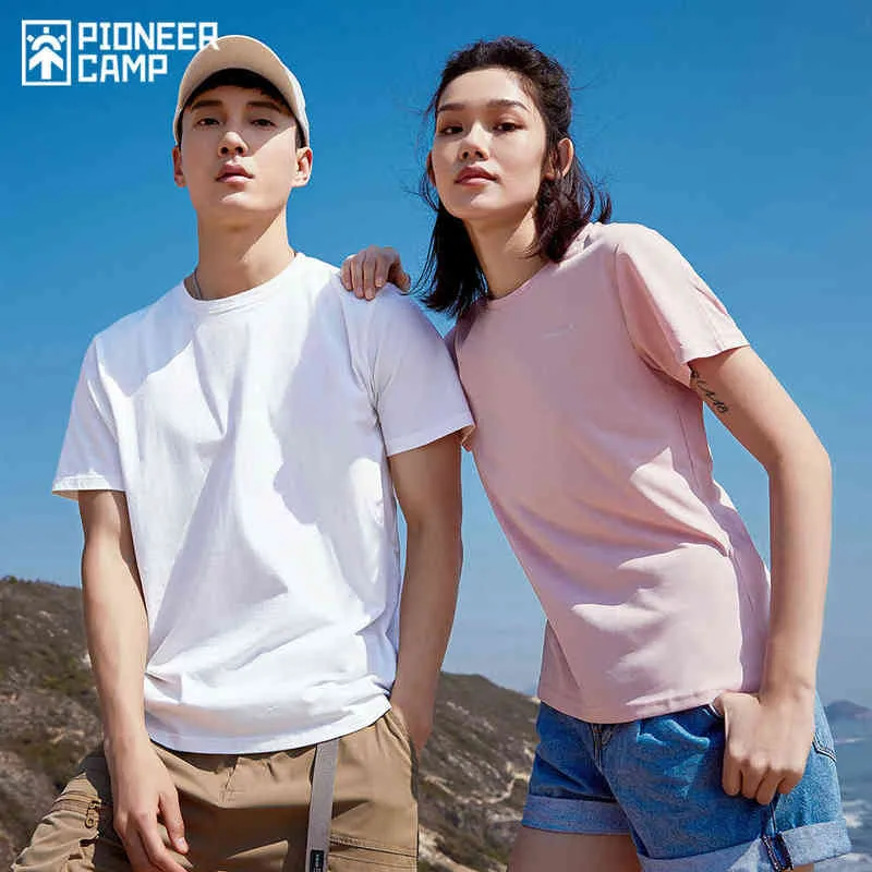 Pioneer Camp 2021 Nya T-shirts Par Män Kvinnor 100% Bomull Hip Hop Streetwear Solid Casual Summer Mäns Top Tees Akbtk01001 G1229