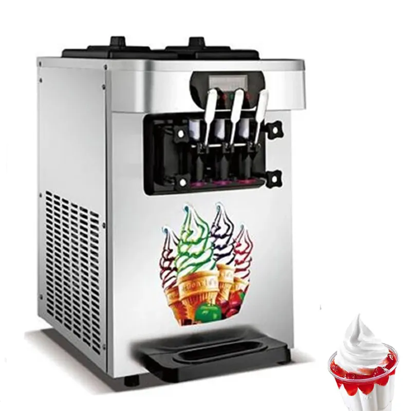 Macchina per gelato soft a tre gusti Macchina per gelato a cono dolce commerciale Acciaio inossidabile 110V 220V