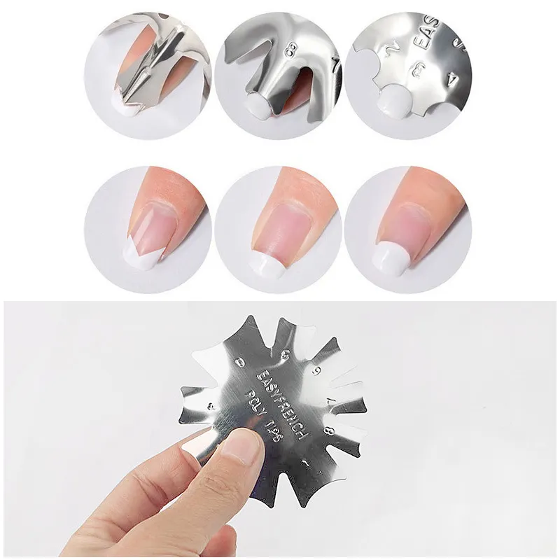 Molde recortador de cortaúñas para plantillas de diseño de uñas, herramienta de plantilla de corte, patrón de forma de sonrisa, formas de estilismo, herramientas de manicura t NAT015