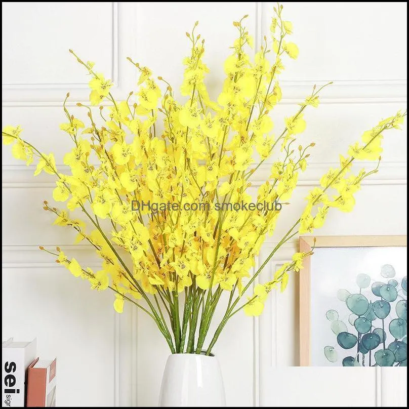 Decorative Flowers & Wreaths 5PCS Handmade Beautiful Wedding Artificial Flower Yellow Oncidium For Party Living Room Home Decoration