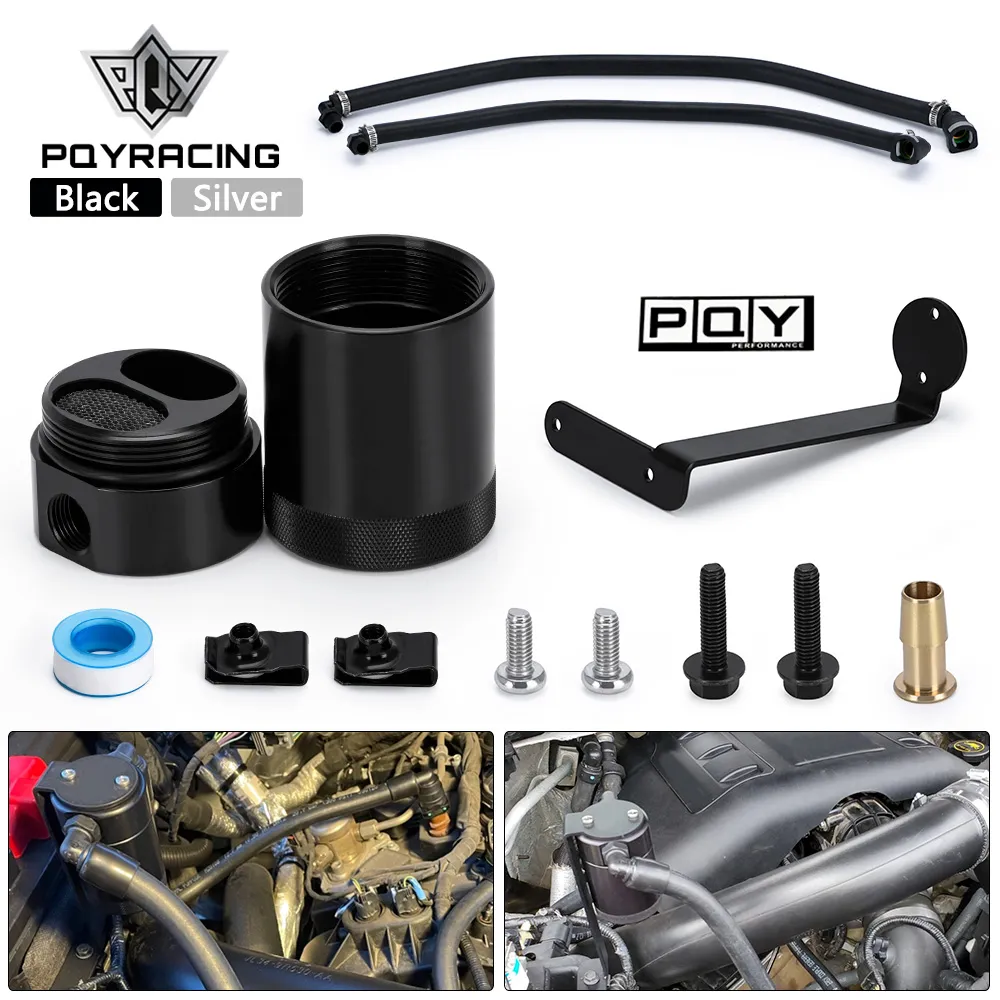 Oil and Gas Separator Pipe Black for 2011-2019 FORD F150 2.7EB 3.5EB 5.0L 2017-19 Raptor 3.5L Ecoboost 3.0 Oz Capacity PQY-OTK04