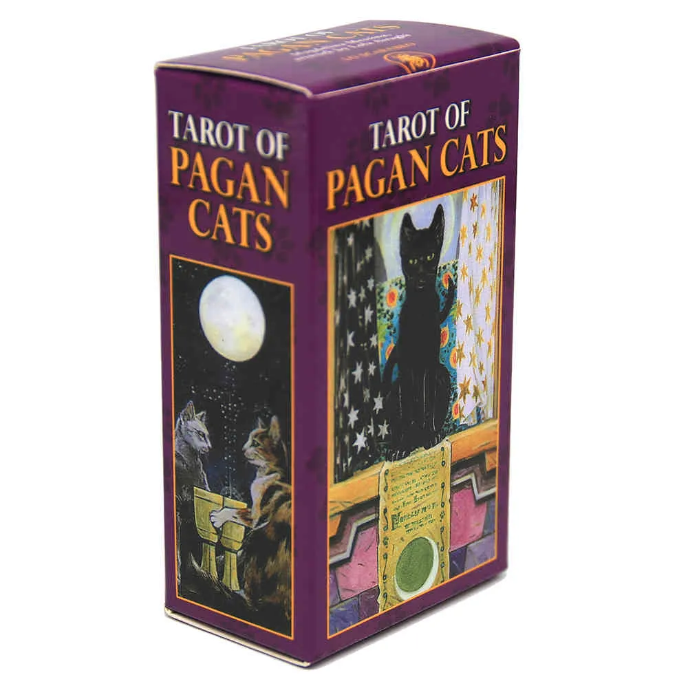 Tarot Pagan Cats Cards 78 pełnokolorowe mini pokład pięciu języków angielski hiszpański bogacz początkuna gra zabawka