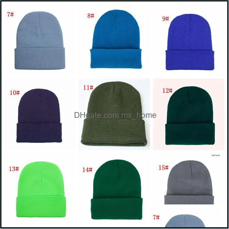 Solid Color Unisex Beanie Hat Autumn Winter Wool Blends Soft Warm Knitted Cap Men Women Skull Cap Hats Gorro Ski Hat 23 Colors DBC