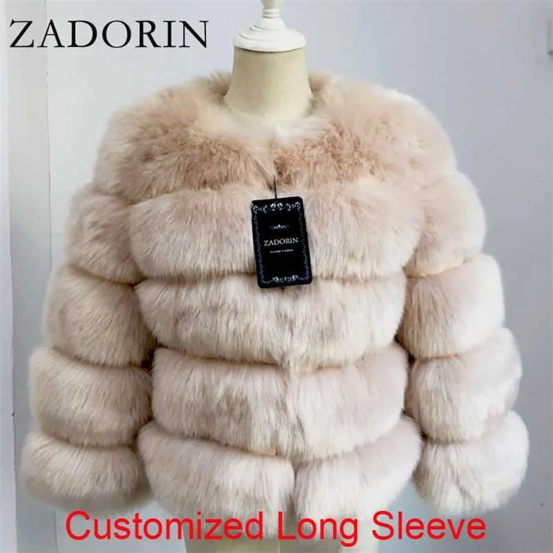 ZADORIN Long Sleeve Faux Fur Coat Women Winter Fashion Thick Warm Fur Coats Outerwear Fake Fur Jacket Plus Size 211007