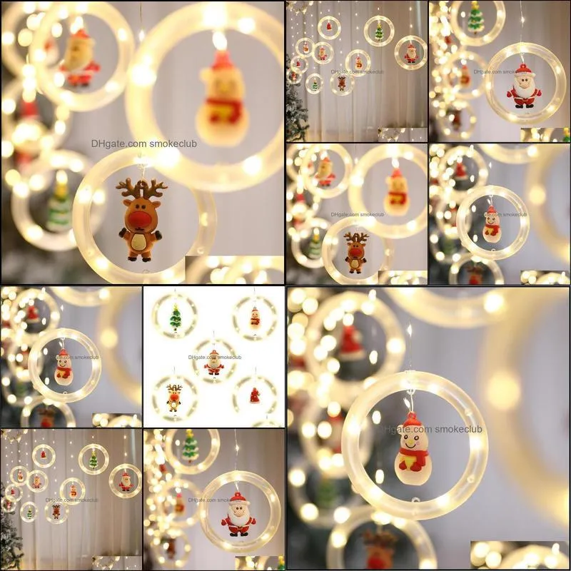 Party Decoration LED Christmas Lights Xmas Tree Santa Claus Snowman Wishing Ball String Light Luminous Pendant Home Decor
