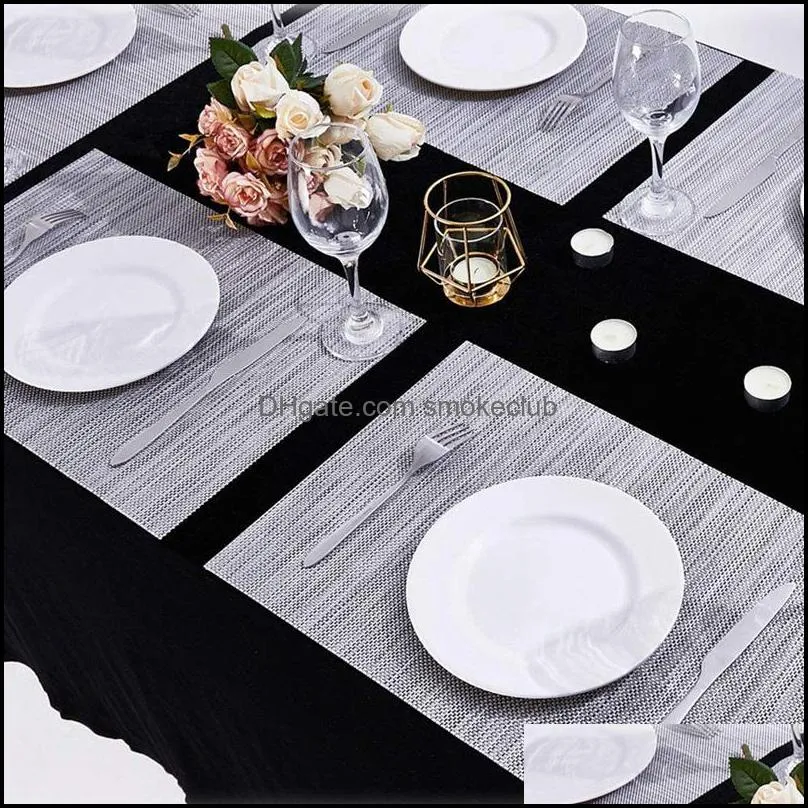 Mats Pads Table Decoratie Aeserijen Keuken, Dining Bar Huis Tuin Est Placemats Grijze plaats Wipable Gemakkelijk te reinigen Set van 6 voor keuken