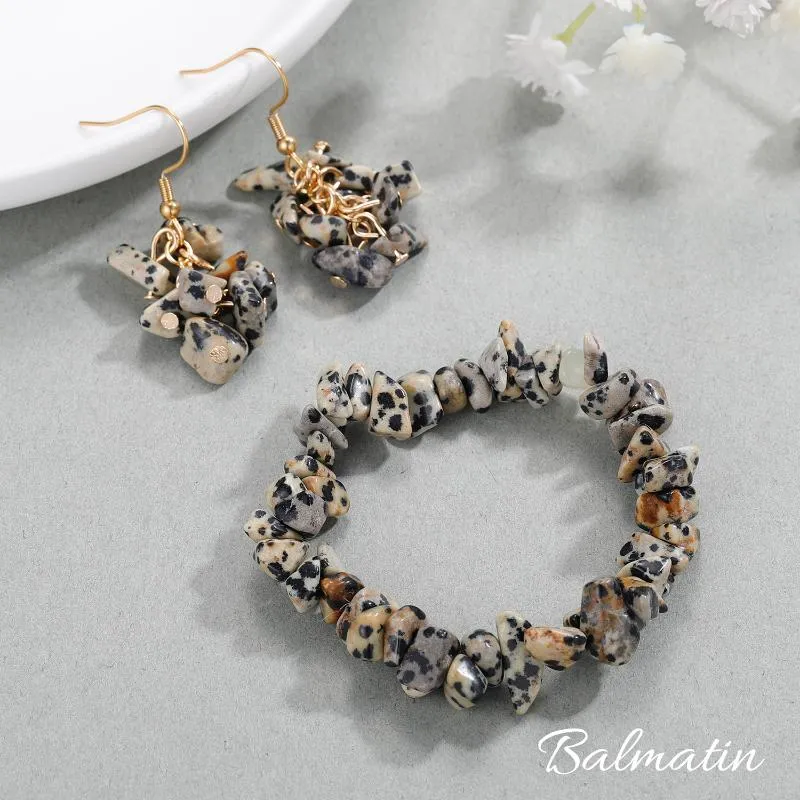 Collier de boucles d'oreilles Balmatin Balmatin Stone brute pour les femmes bijoux cristallins délicats ensemble son cadeau de Noël