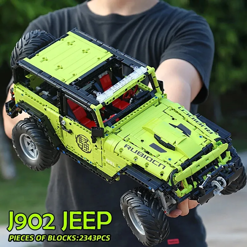 El J902 SUV verde todoterreno vehículo de bloques de construcción técnica 2343 Uds serie 1:8 ladrillos de montaje juguetes educativos para niños regalos de cumpleaños de Navidad para niños