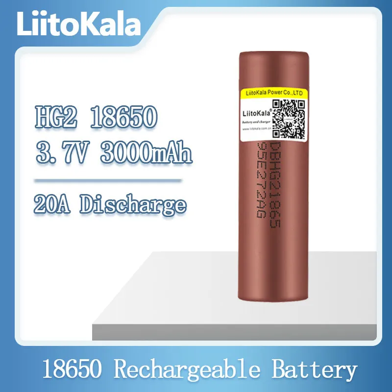 (By Sea) Liitokala all'ingrosso Nuova batteria originale da 3,7 V originale HG2 30Q 18650 3000MAH Batterie ricaricabili al litio Discarco continuo 30A per utensili elettrici per droni