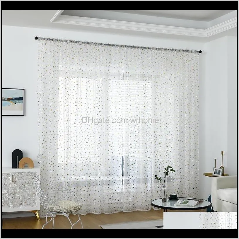 Gold Foil Polyester Easy Install Window Curtain See Through Privacy Protection Living Room Romantic Modern Home Decor1