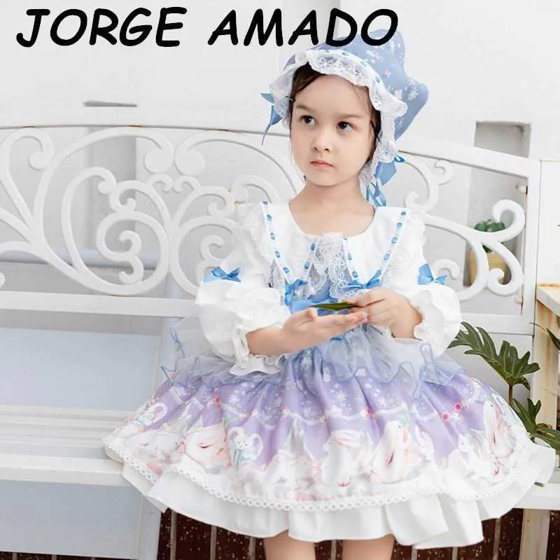 Style espagnol enfants robes pour filles fête d'anniversaire princesse Lolita robe de bal bébé vêtements E5326 210610