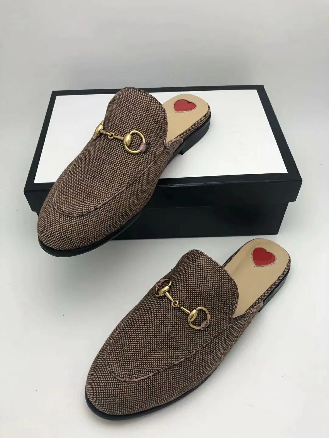 2021 arrival Designer Top fashion brand slipper loafers burgundy leather canvas Mens Womens princetown style casual gilrl shoes with metal buckle 34-46 size