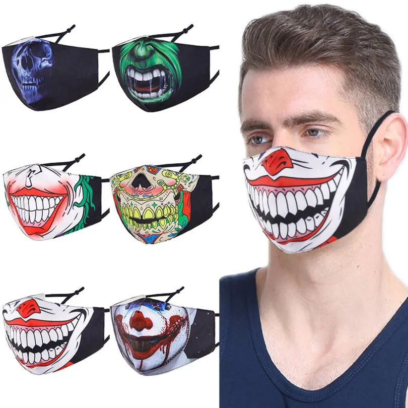 Funny Face Mask Winter Warm Three-Layer printing Simulation Face Spoof Scary Cotton masks HH21-798