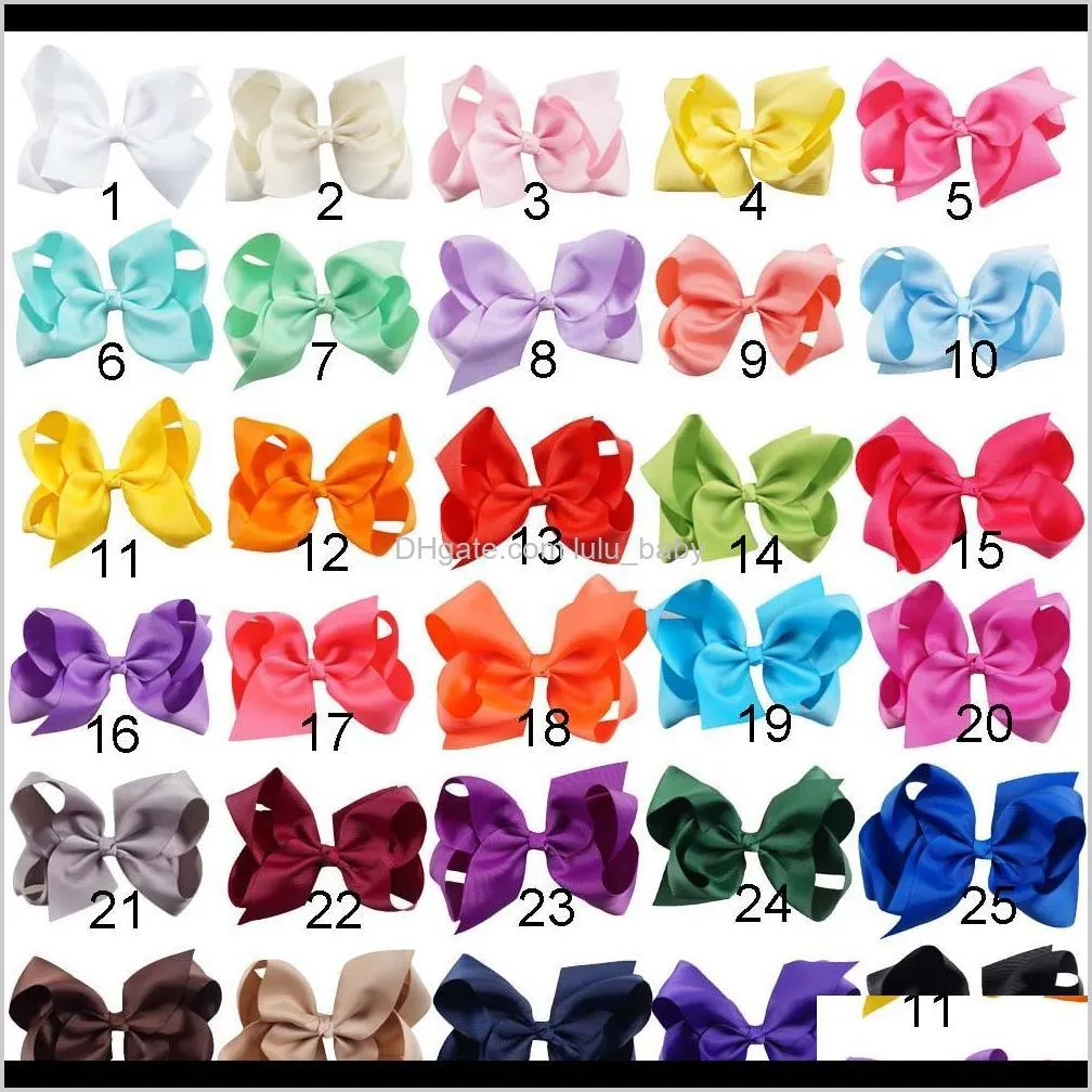 6 inch big grosgrain ribbon solid hair bows with clips girls kids hair clips headwear boutique hair accessories