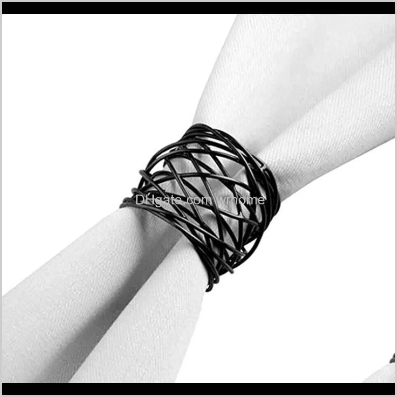 decorations black napkin rings set of 6 metal mesh for weddings dinner parties or every day use