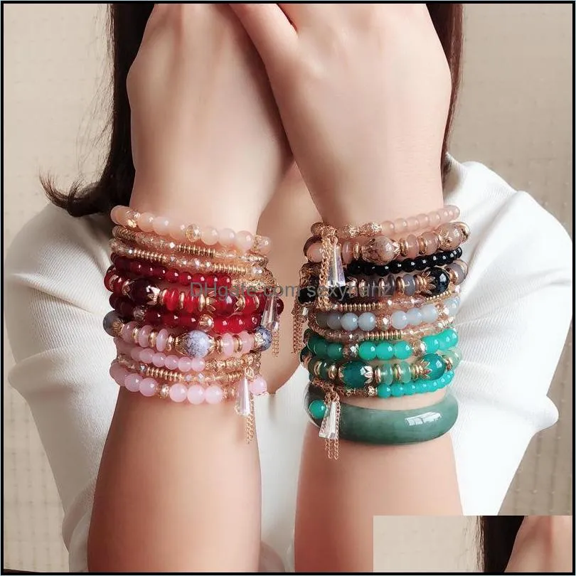 Bohemian bracelets Middle East ocean style original design multi-layer beaded crystal bracelet women