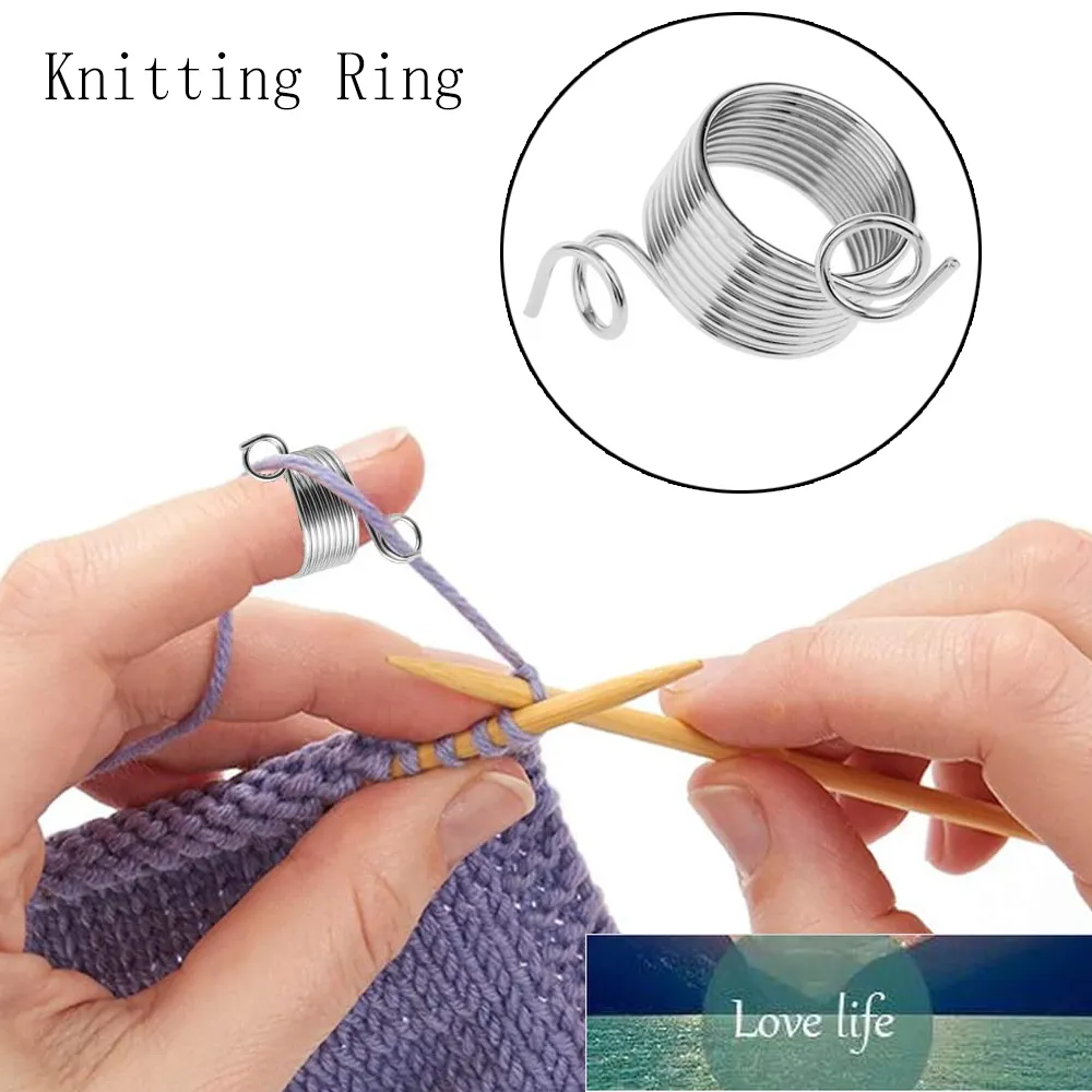 Yarn Guide Knitting Thimble, 2 Piece 2 Size Stainless Steel Coiled