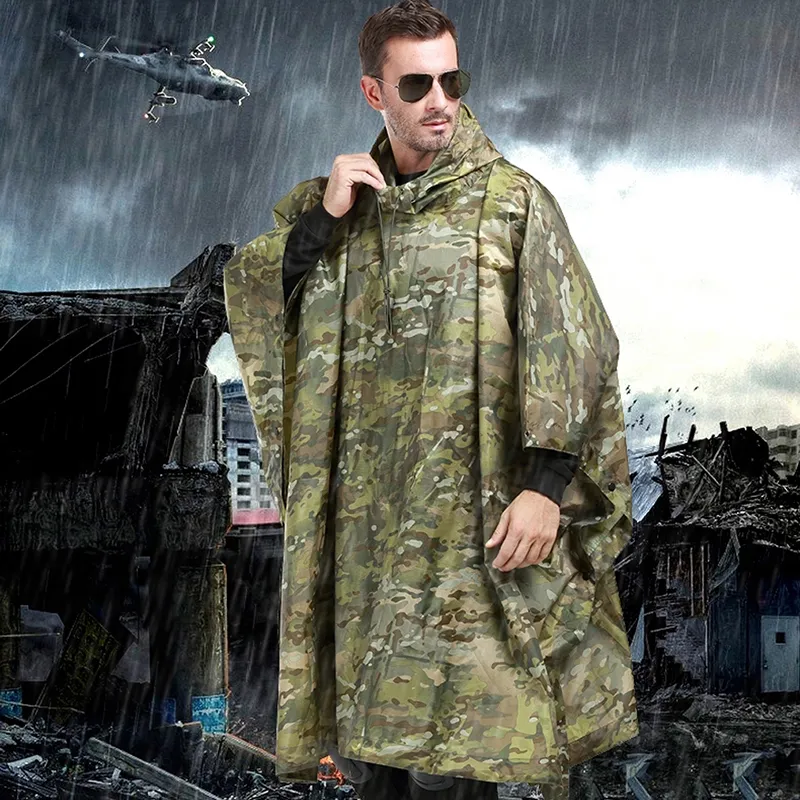 VILEAD Polyester Impermeable Outdoor Camouflage Raincoat