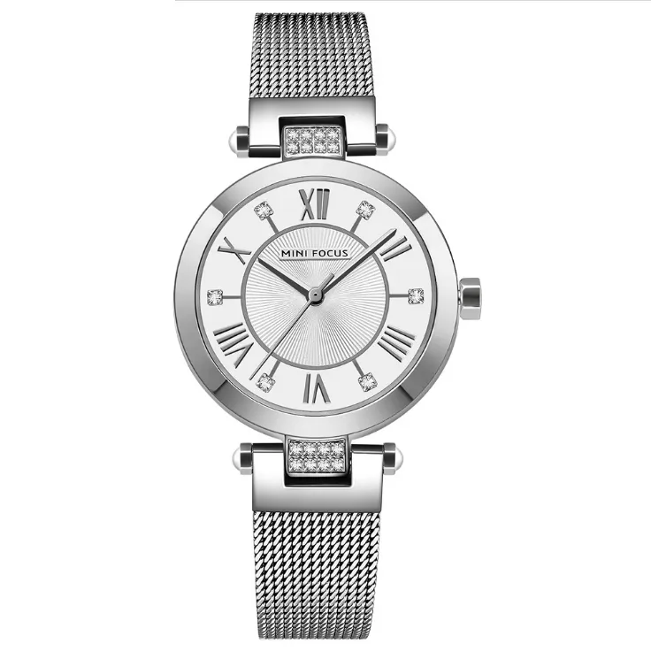 Partihandel 25 mm liten urtavla CWP Womens Watch Wearproof Crystal rostfritt stål Mesh Band exakt kvartsrörelse diamant 43G lyxiga damer klockor mini fokus 0215l