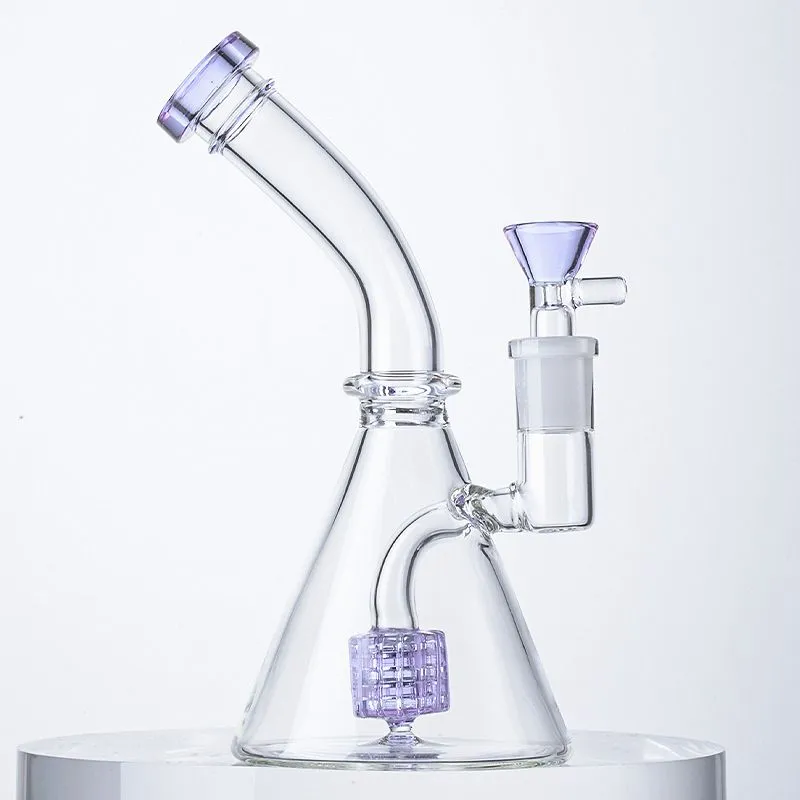 Glas vatten Bong Bägare med duschhuvud PERC Hookahs DAB Rigger Vattenrör Oljeplattform Rökning Tillbehör LXMD21402