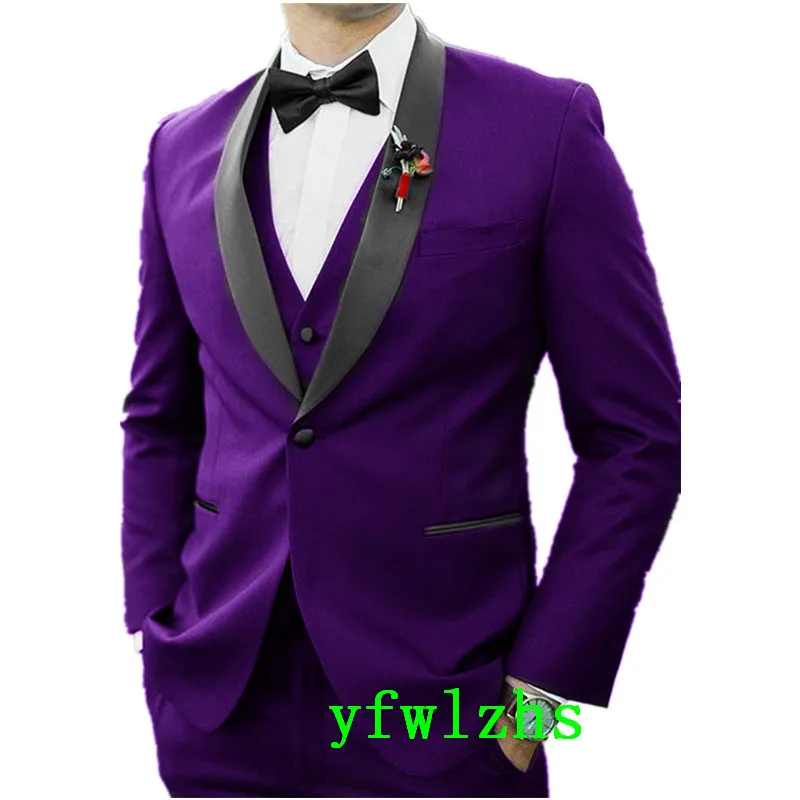 Custom-made One Button Groomsmen Sakel Foot Groom Tuxedos Мужские костюмы Свадьба / выпускной / ужин Человек Blazer (Куртка + брюки + галстук + жилет) W830