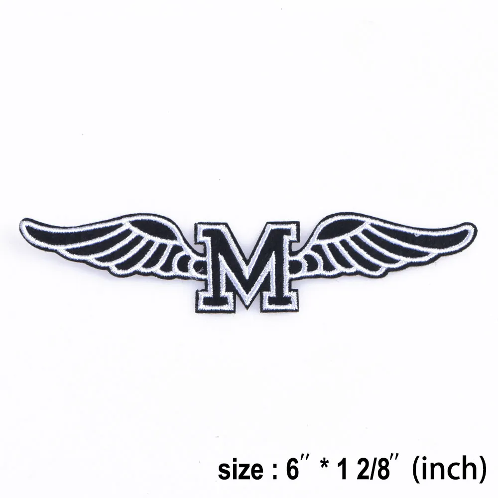 Stock or customize personalized wing letters embroidered patches for clothing
