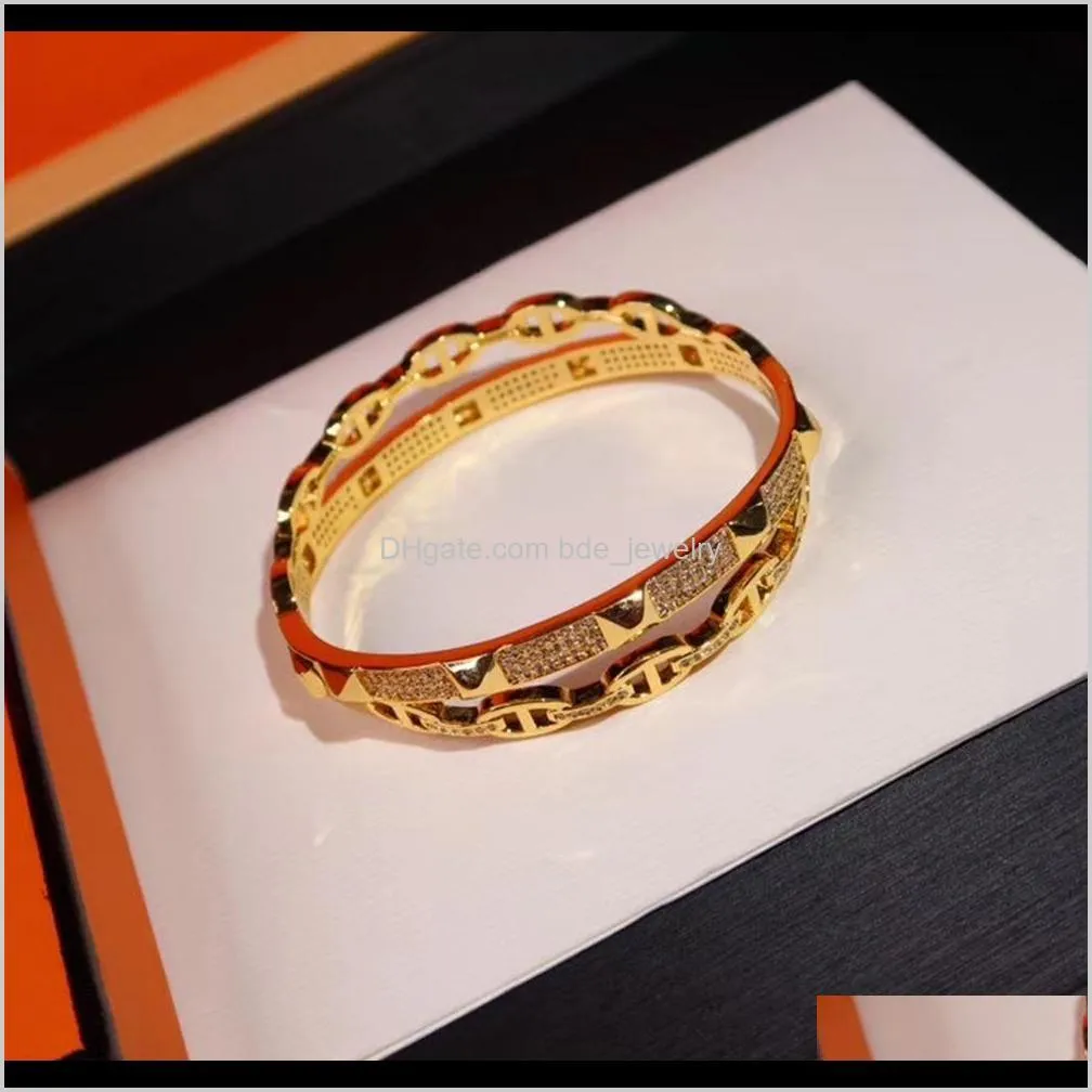 2020hot-selling brand s925 silver-plated pig nose cross bracelet high-quality zircon inlaid yajin 18k trend fashion prom women`s