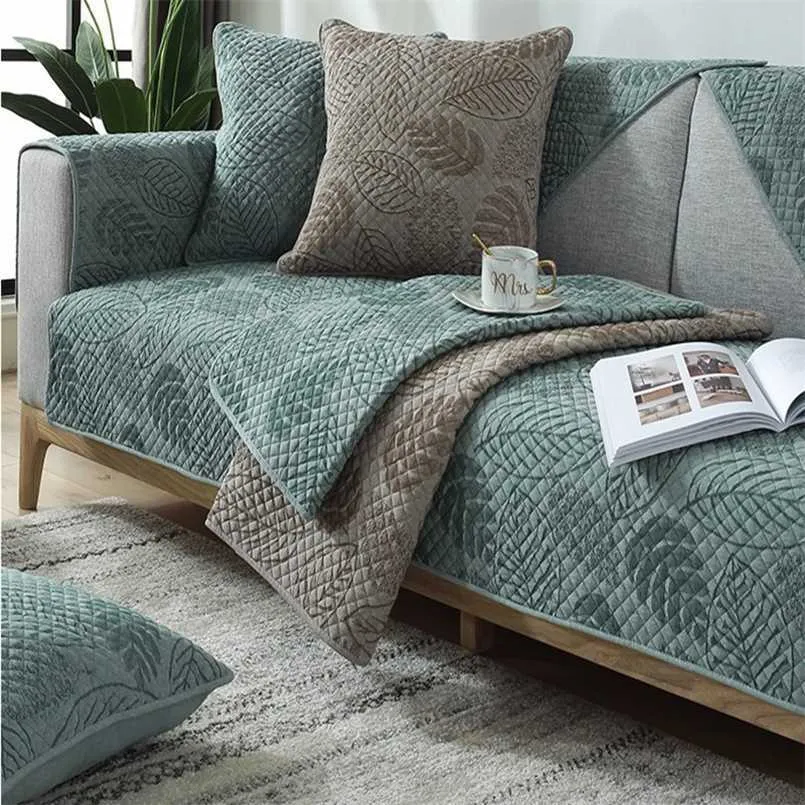 Vardagsrum soffa täcker bomull soffa Jacquard Nordic kudde Four Seasons Handduk L-formad skyddsfall 211116