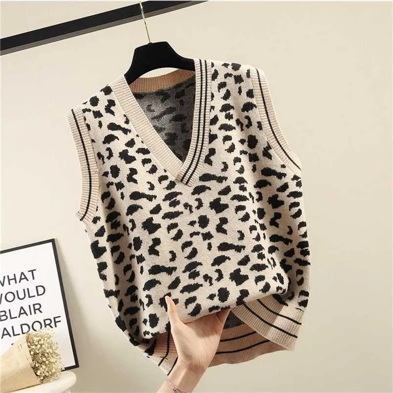 Gilet Sans Manches Imprimé Léopard Pour Femme - Col En V, Boutonné, Style Années 90