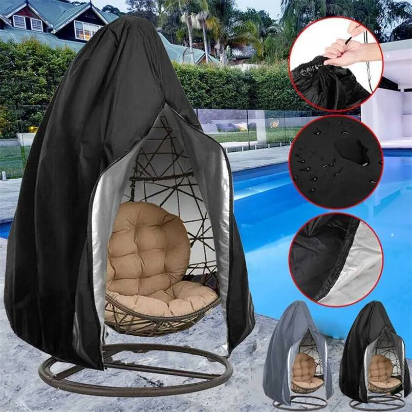 Wasserdichte Outdoor-hängende Eierstuhl-Abdeckung, Schaukel, Staubschutz, Terrasse mit Reißverschluss, Schutzhülle 211116