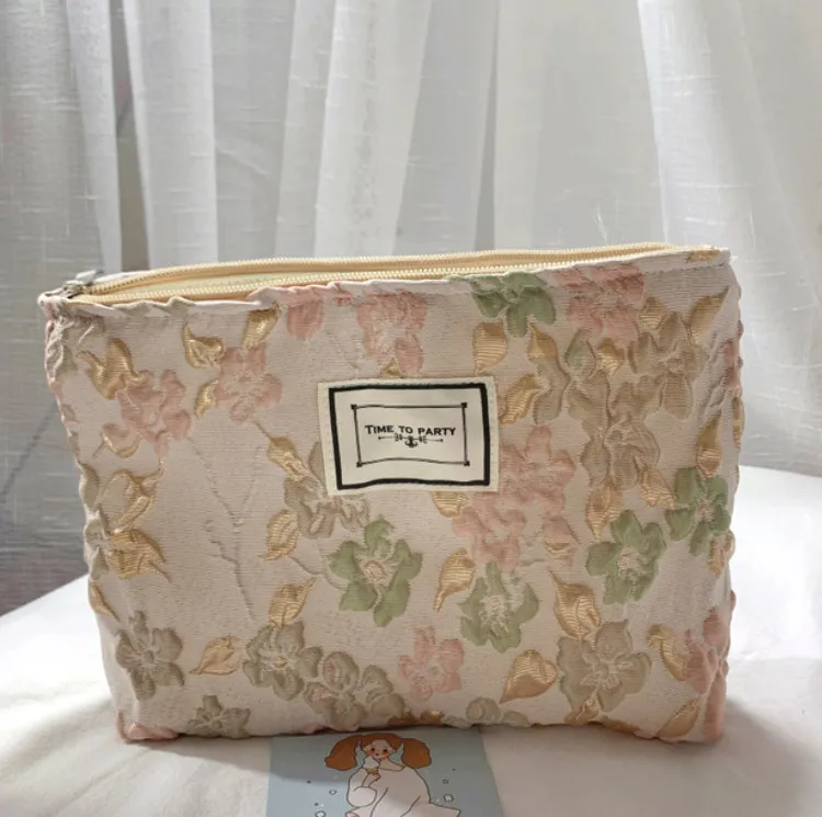 The latest 27X18X5CM flower texture cosmetic storage bag, multi-functional and large-capacity, a variety of styles to choose from, supports customized logos